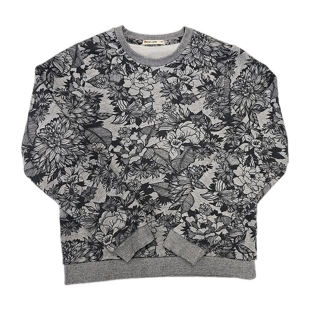 Marine Layer Floral Sweatshirt Gray Black Botanical Spring XS Cottagecore Gorp